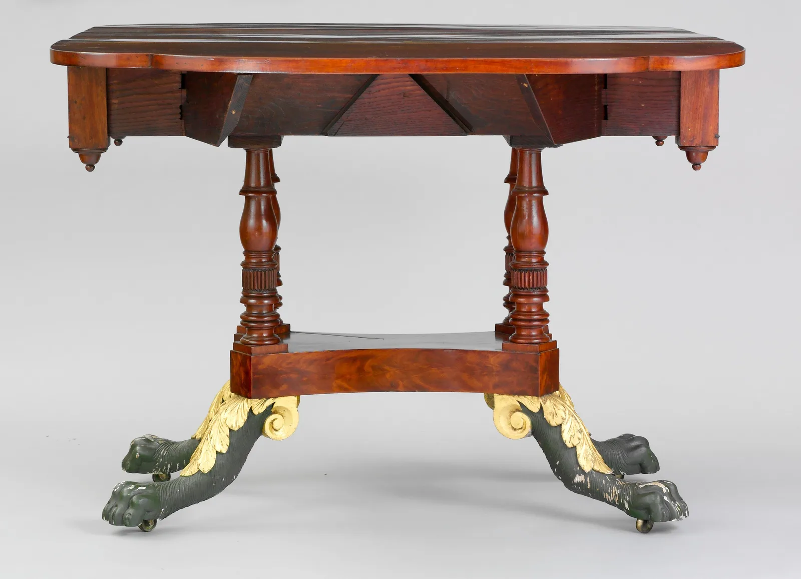 Multifunctional dining furniture arranged in a compact home with room to move around it.